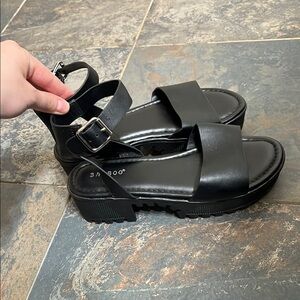 BAMBOO Black Espadrilles with Platform Sole